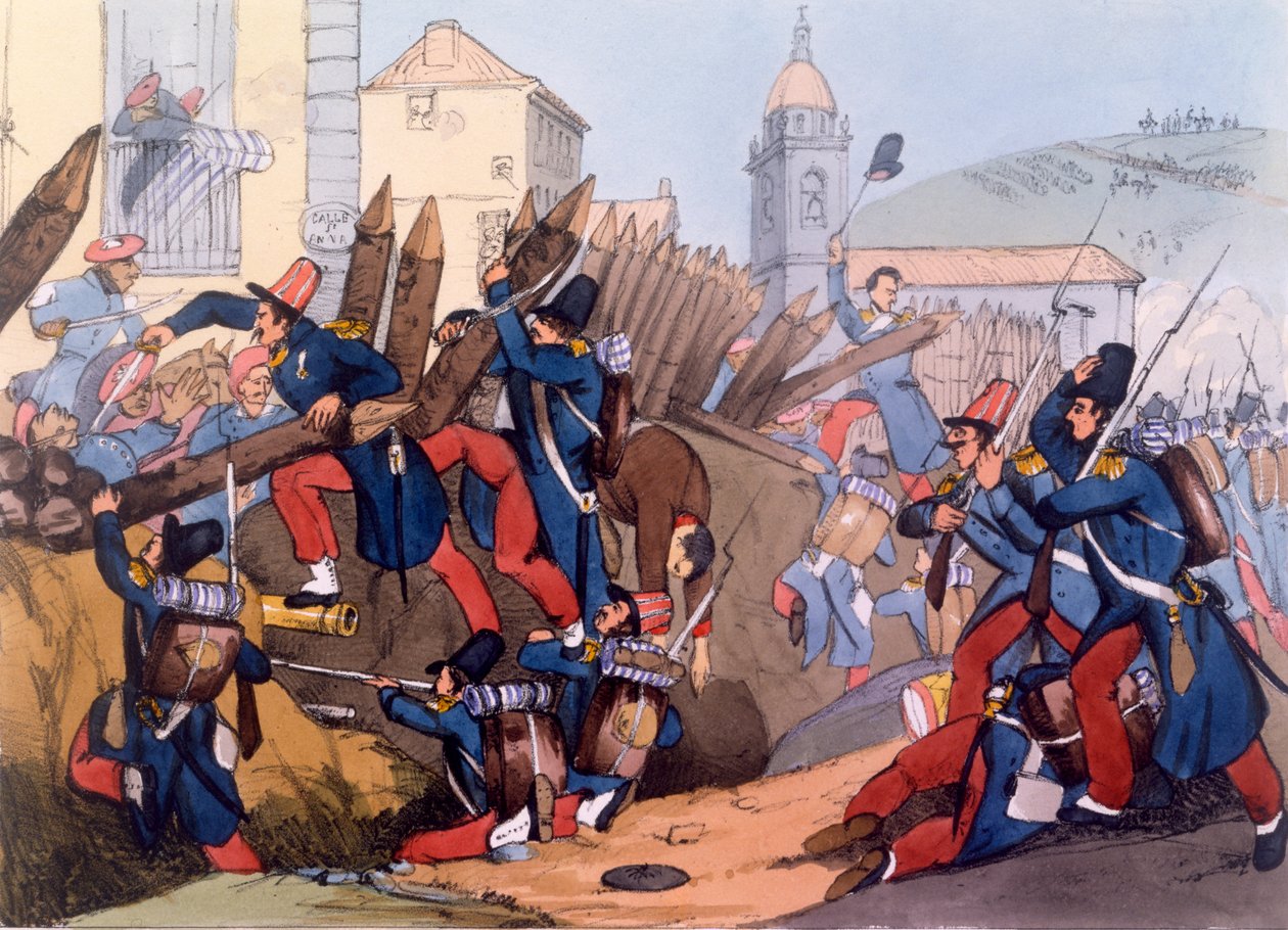 Francouzská legie útočící na Carlist Entrenchment, 1837 od English School