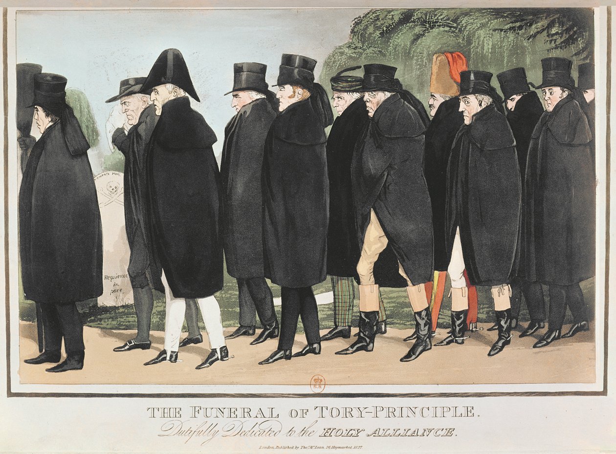 Princip Pohřeb Toryů, c. dubna 1827 (barevná rytina) od English School