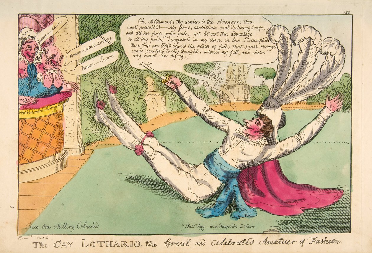 Gay Lothario. Velký a oslavovaný amatér módy, hospoda. 1813 (ručně kolorovaná rytina) od English School