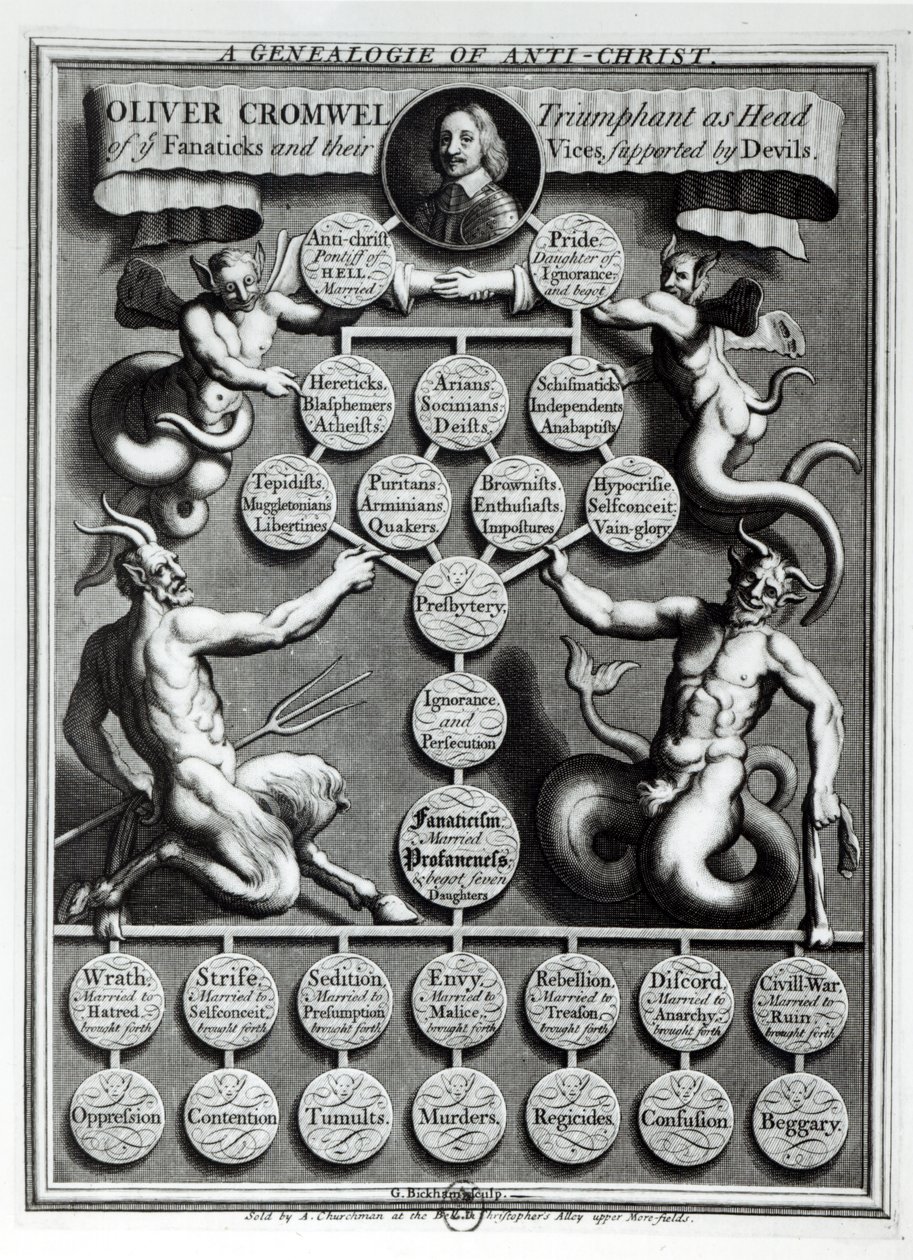 Genealogie antikrista Oliver Cromwell (1599-1658) od English School