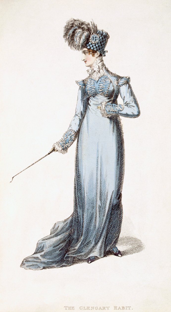 The Glengary Habit, módní talíř z Ackermanns Repository of Arts od English School