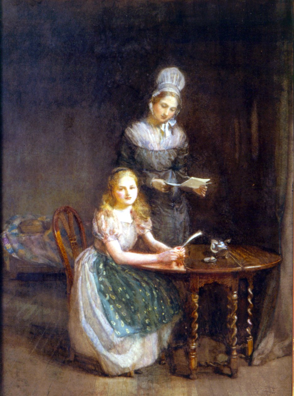 The Governess, c.1860 (wc na papíře) od English School