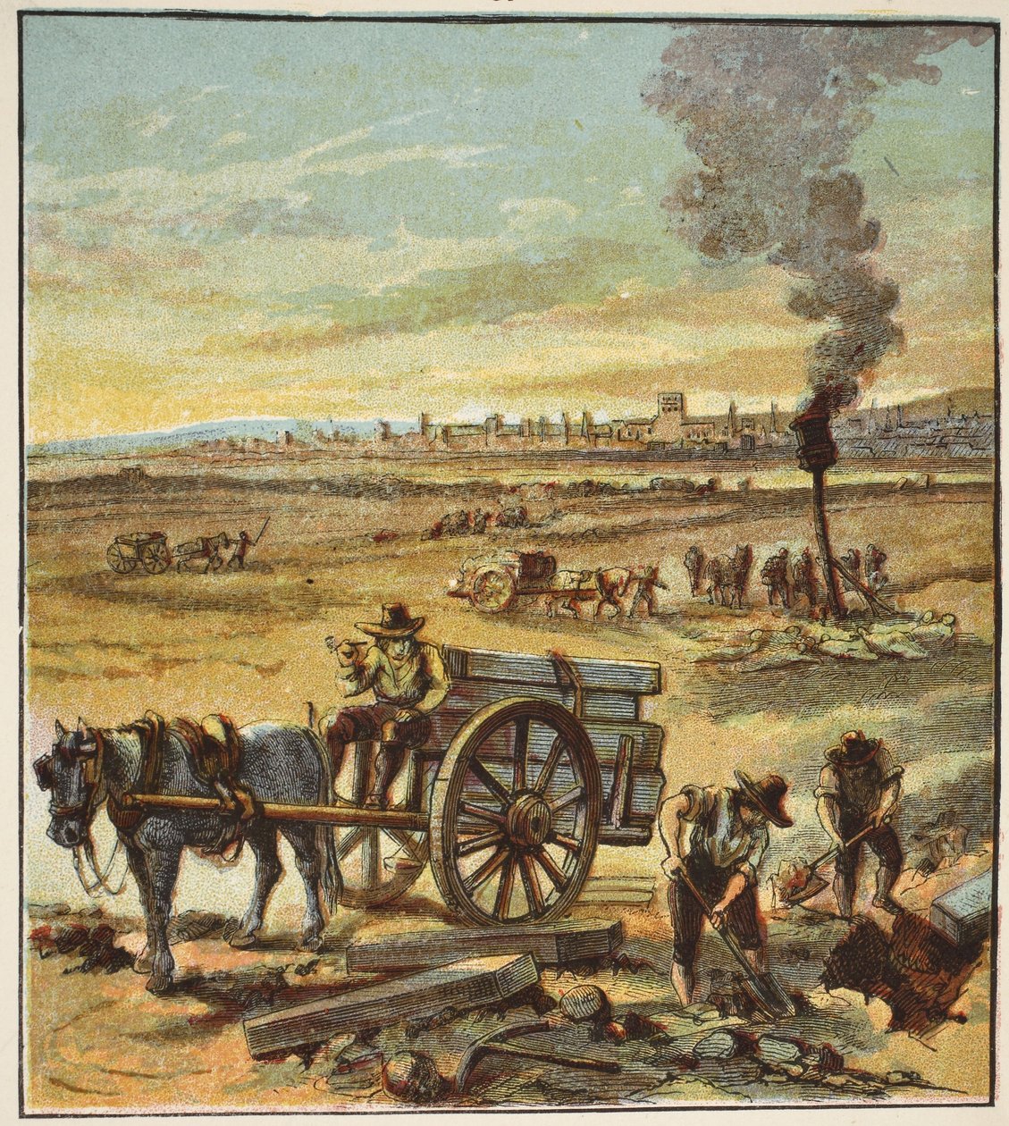 Velký mor, hospoda. 1890 (barevná litografie) od English School