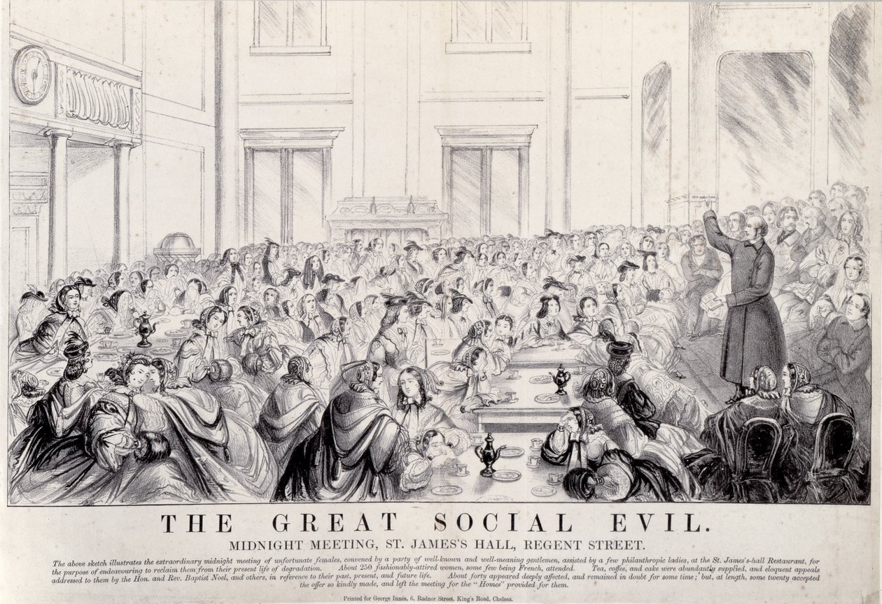 Velké společenské zlo: Půlnoční setkání, St. Jamess Hall, Regent Street, cca 60. léta 19. století od English School