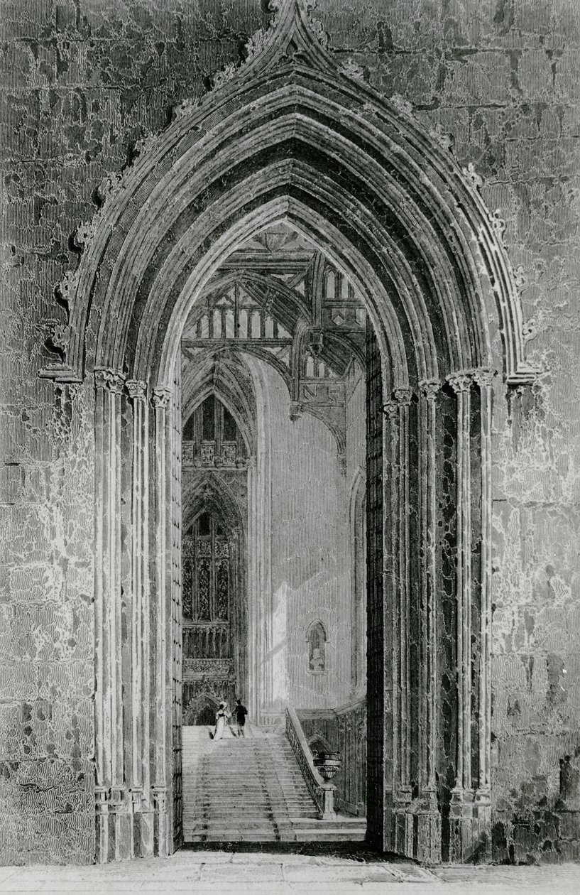 Velká západní hala vedoucí do Grand Saloon nebo oktagonu, Fonthill Abbey, 1824 od English School