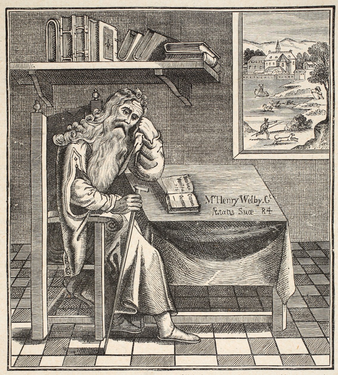 The Grub Street Hermit, z obrázku publikovaného Richardsonem, 1794 od English School
