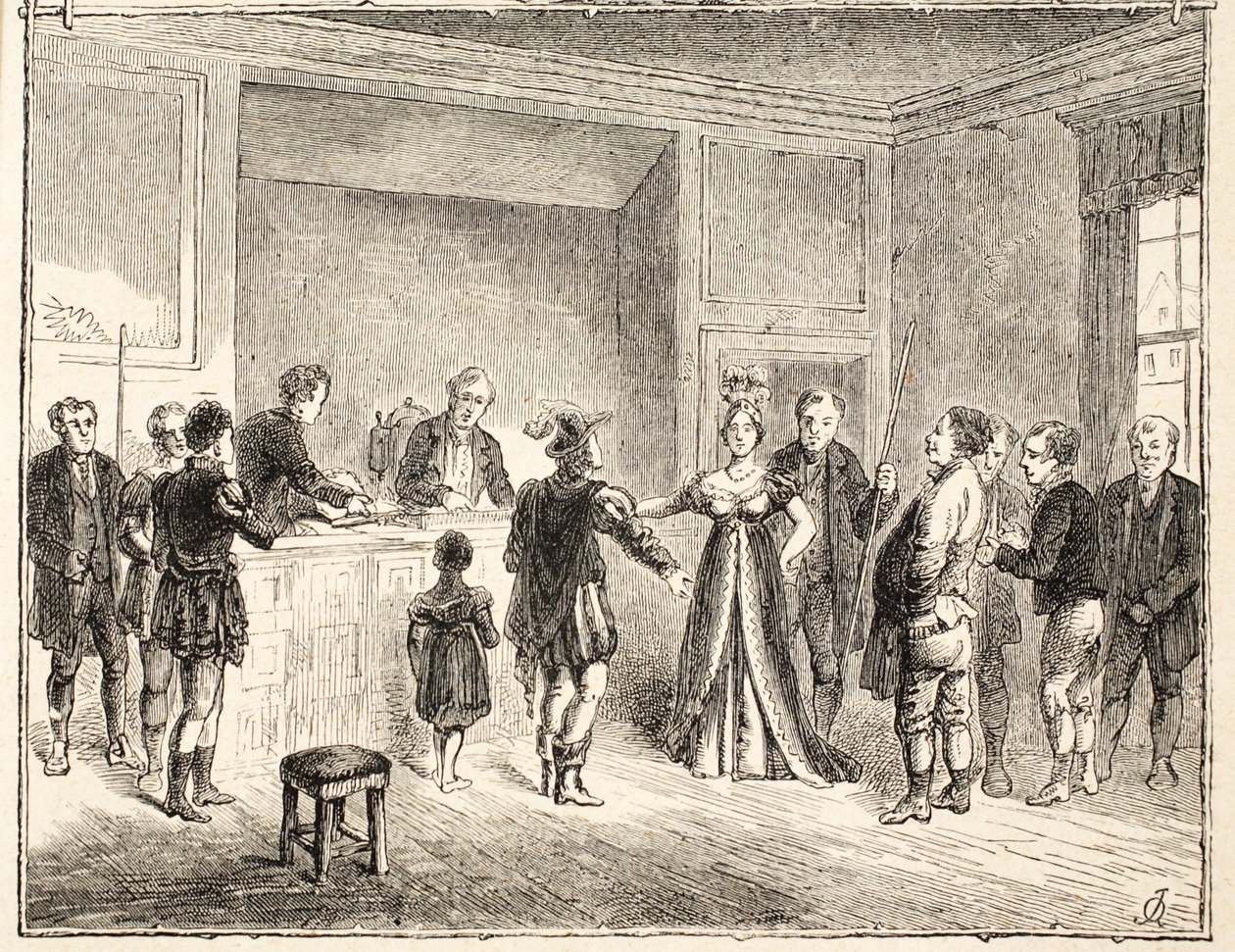 The Hand and Shears, Případ u soudu Pie-Poudre, z kresby z roku 1811 od English School