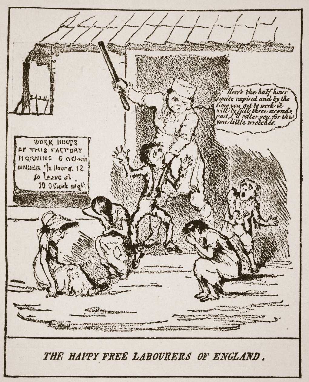 The Happy Free Labourers of England, z tisku vydaného v roce 1833, ilustrace z knihy The Church of England: Spence-Jones, vyd. cca 1910 (sépiová fotografie). od English School