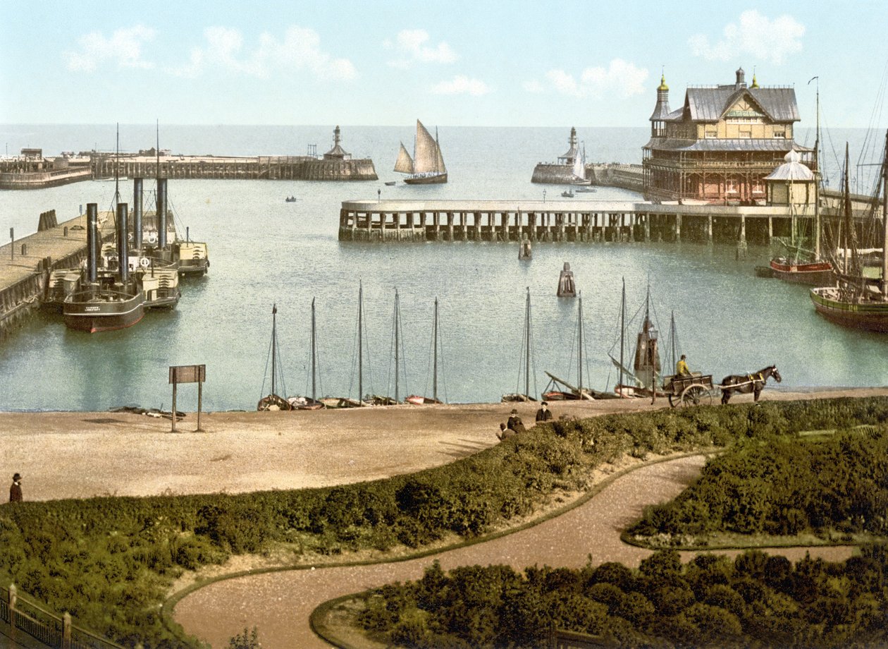 The Harbour, Lowestoft (ručně kolorovaná fotografie) od English School