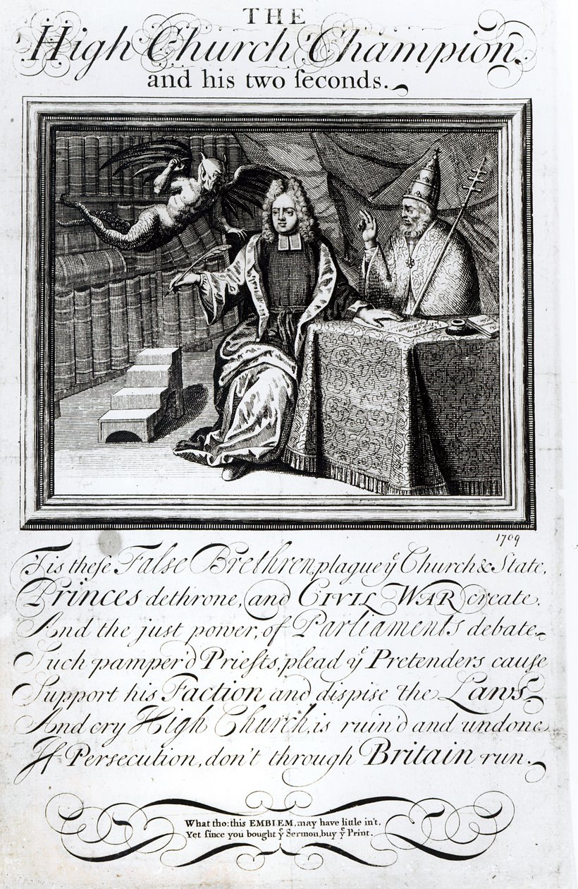 High Church Champion a jeho dvě sekundy, 1709 od English School