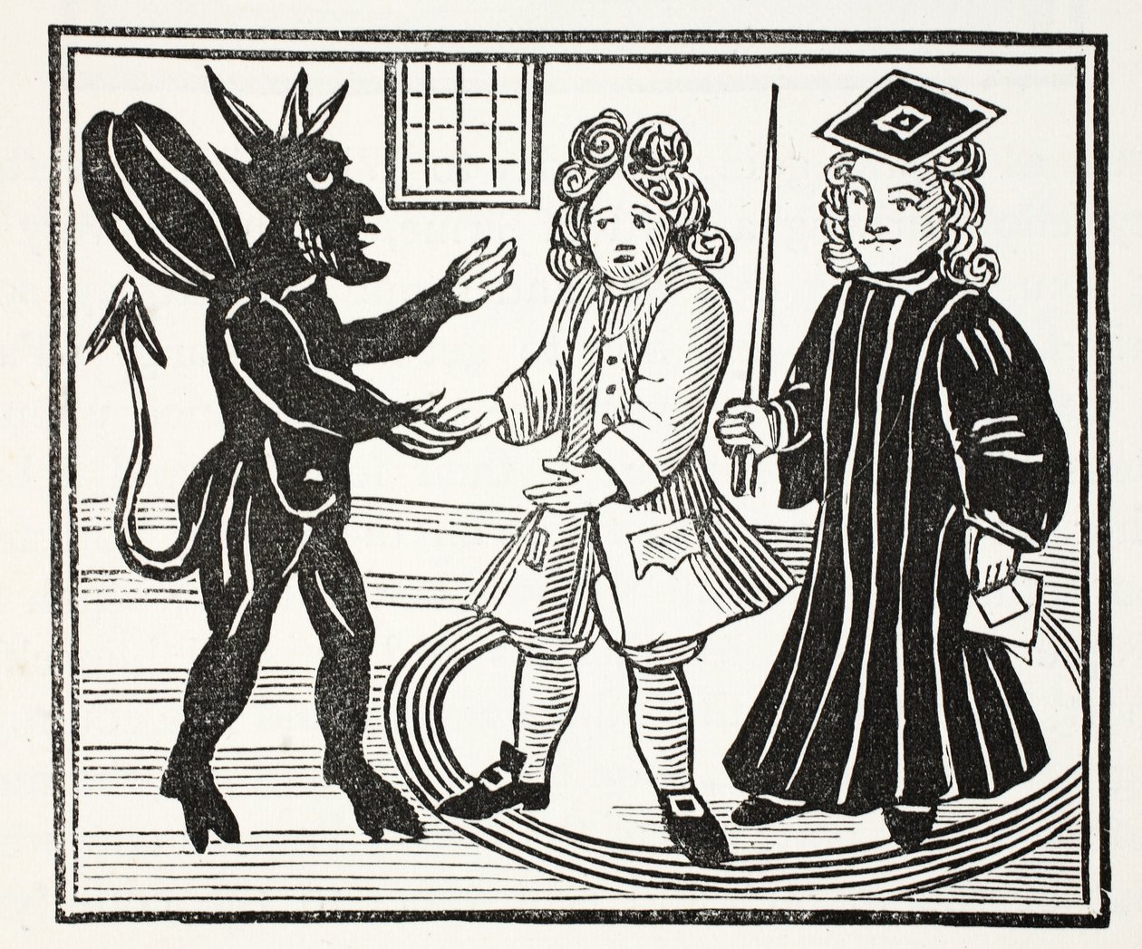 Historie Dr. Johna Fausta, ilustrace z Kapitoly osmnáctého století od Johna Ashtona, pub. 1882 od English School