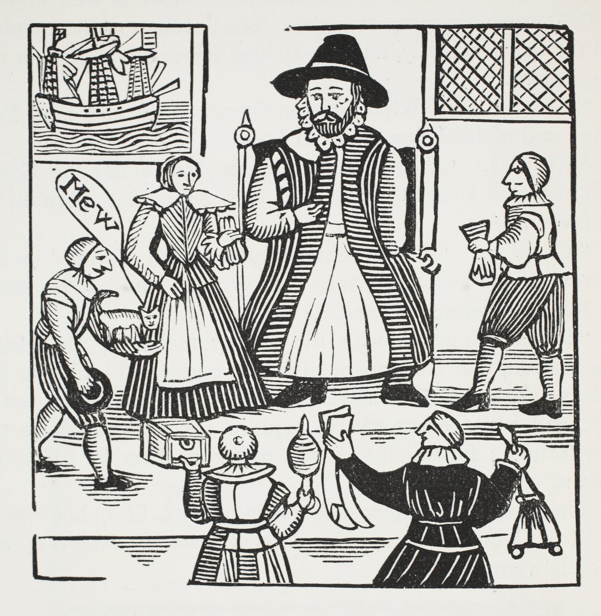 Historie sira Richarda Whittingtona, třikrát primátora Londýna, ilustrace z Chap-books of the Eighteenth Century od Johna Ashtona, pub. 1882 od English School