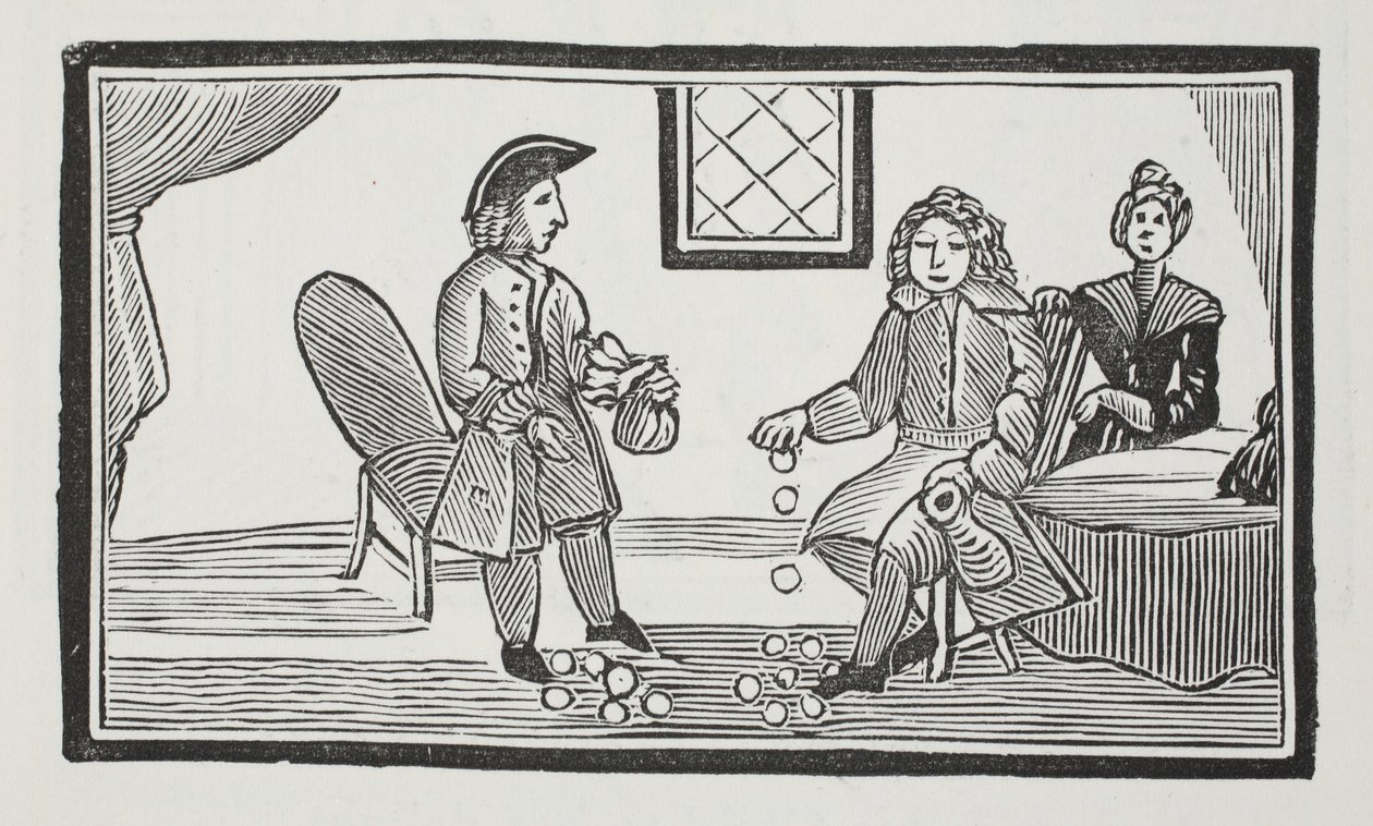 The History of the Blind Beggar of Bethnal Green, ilustrace z knihy Chap-books of the Eighteenth Century od Johna Ashtona, vyd. 1882 od English School