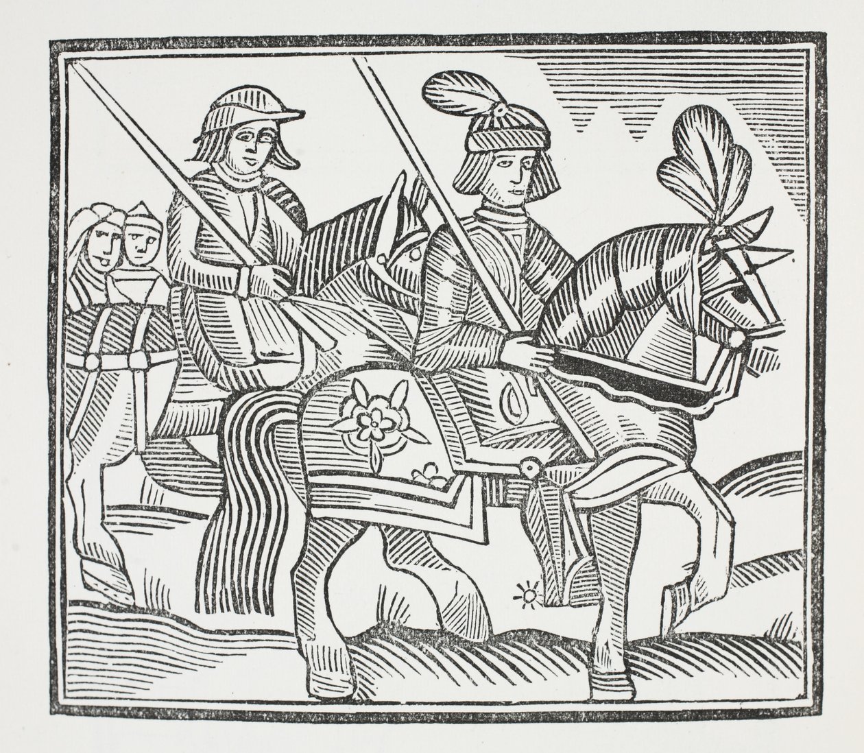 Historie života a smrti onoho vznešeného rytíře sira Bevise ze Southamptonu, ilustrace z Chap-books of the Eighteenth Century od Johna Ashtona, hospoda. 1882 od English School