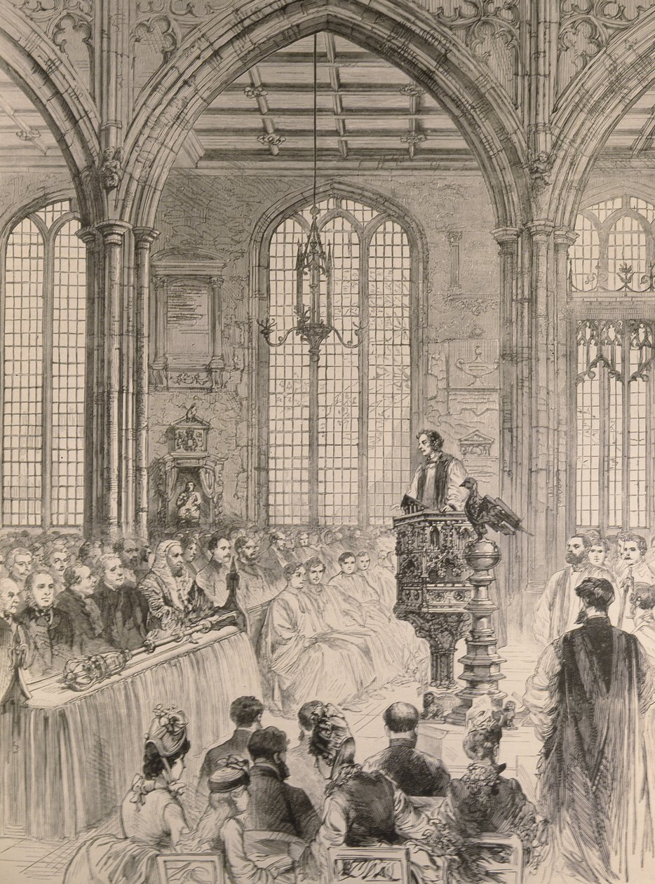 Účast poslanců Dolní sněmovny na slavnostní bohoslužbě k jubileu v kostele svaté Markéty ve Westminsteru, z The Illustrated London News, 28. května 1887. od English School
