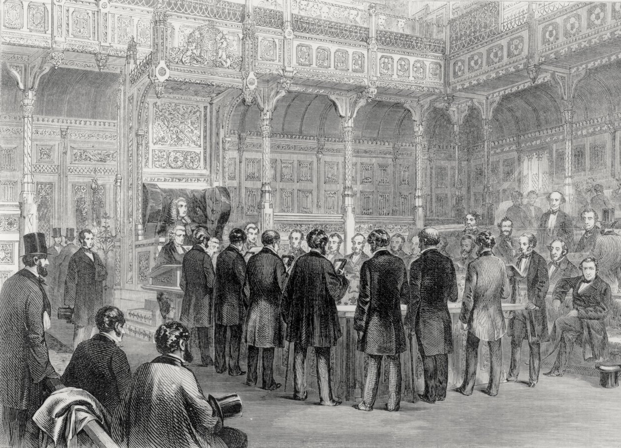 Dolní sněmovna: Přísaha poslanců v roce 1857 od English School