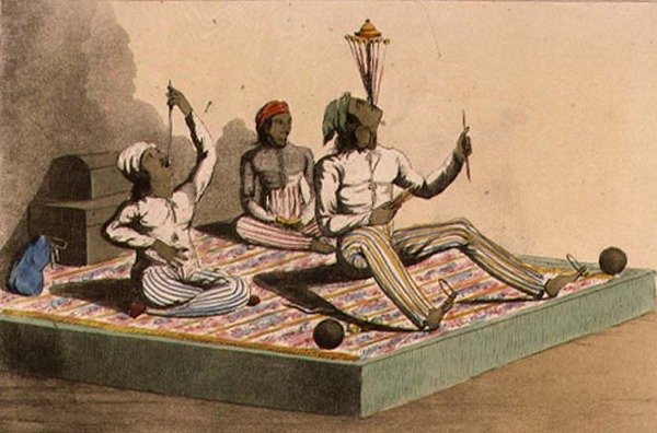 Indičtí žongléři, říjen 1813, z "Ackermann