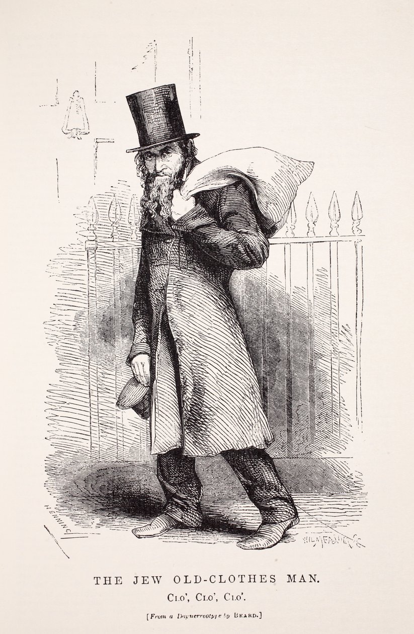 The Žid Old-Clothes Man, podle daguerrotypie Richarda Bearda, ilustrace z London Labour and London Poor od Henryho Mayhewa, hospoda. 1862 od English School