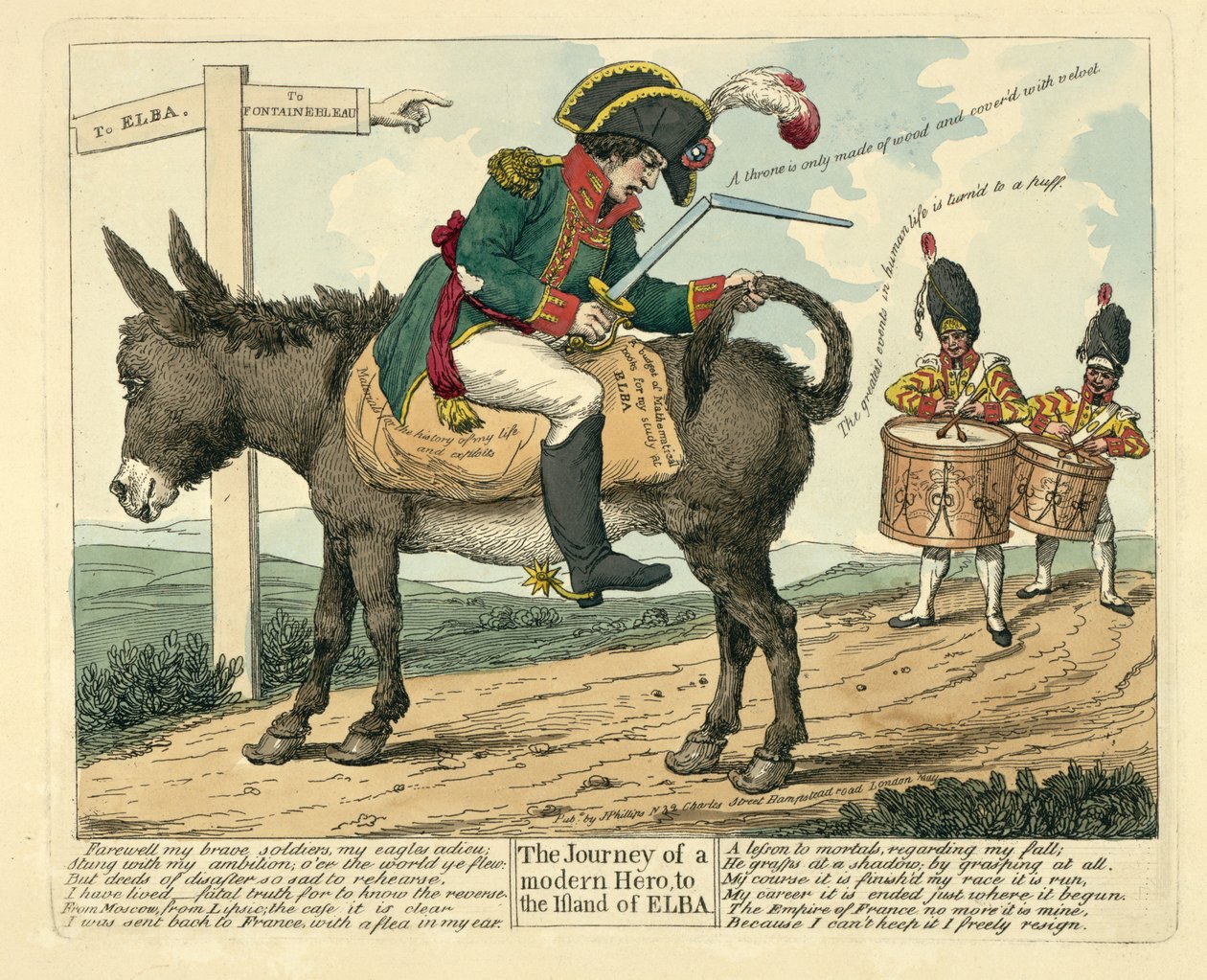 Cesta novodobého hrdiny na ostrov Elba, hospoda. Londýn, 1814 od English School