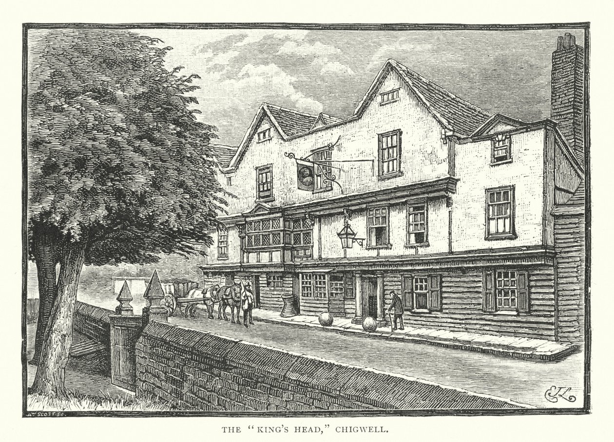 Králova hlava, Chigwell (rytina) od English School