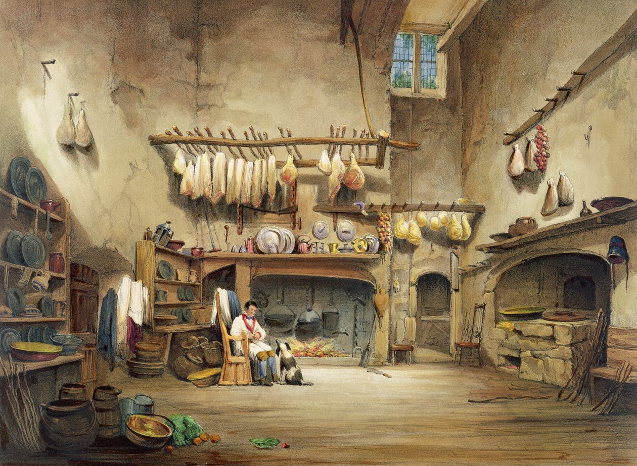 The Kitchen, Cotehele house, c.1830-40 od English School
