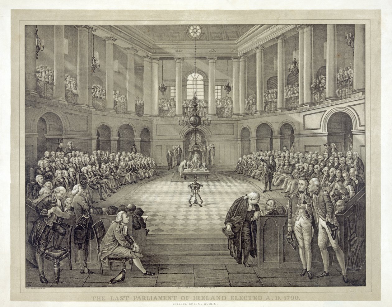 Poslední parlament Irska zvolil A.S. 1790, hospoda. 1874 (litho) od English School