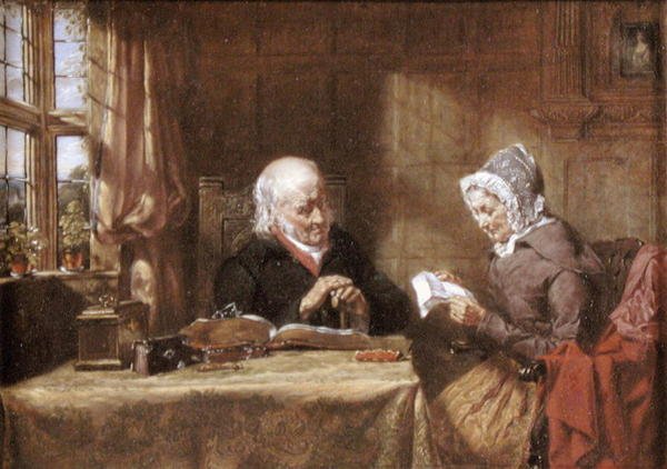 The Letter, or News from Afar, c.1860 (olej na plátně) od English School
