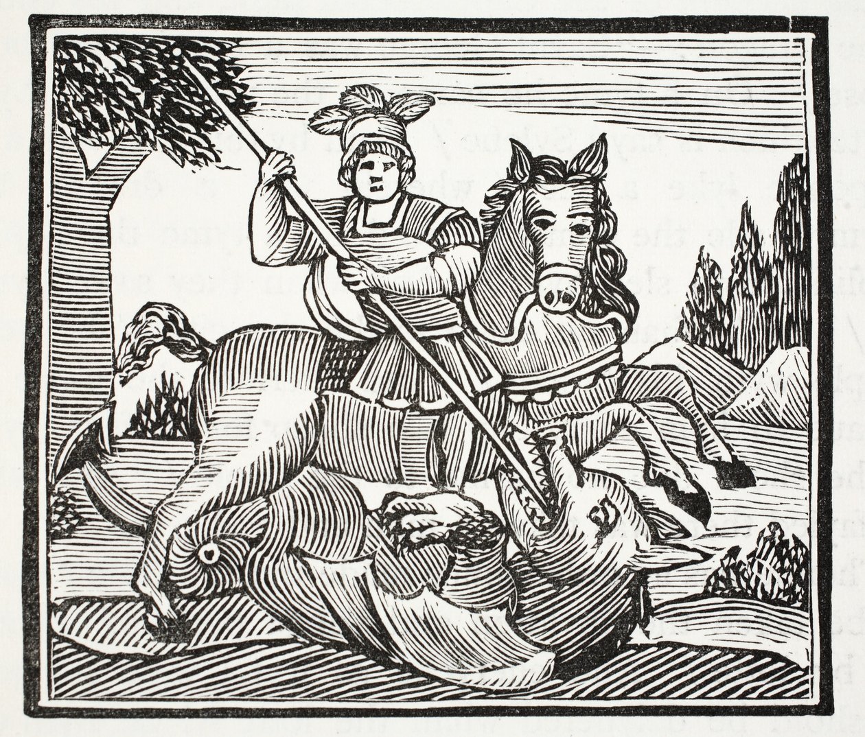 Život a smrt svatého Jiří, šlechtického šampióna Anglie, ilustrace z Chap-books of the Eighteenth Century od Johna Ashtona, pub. 1882 od English School