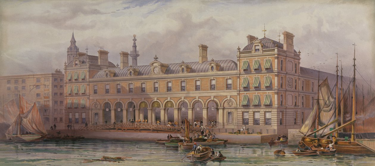 Londýnský rybí trh v Billingsgate, 20. července 1877 od English School