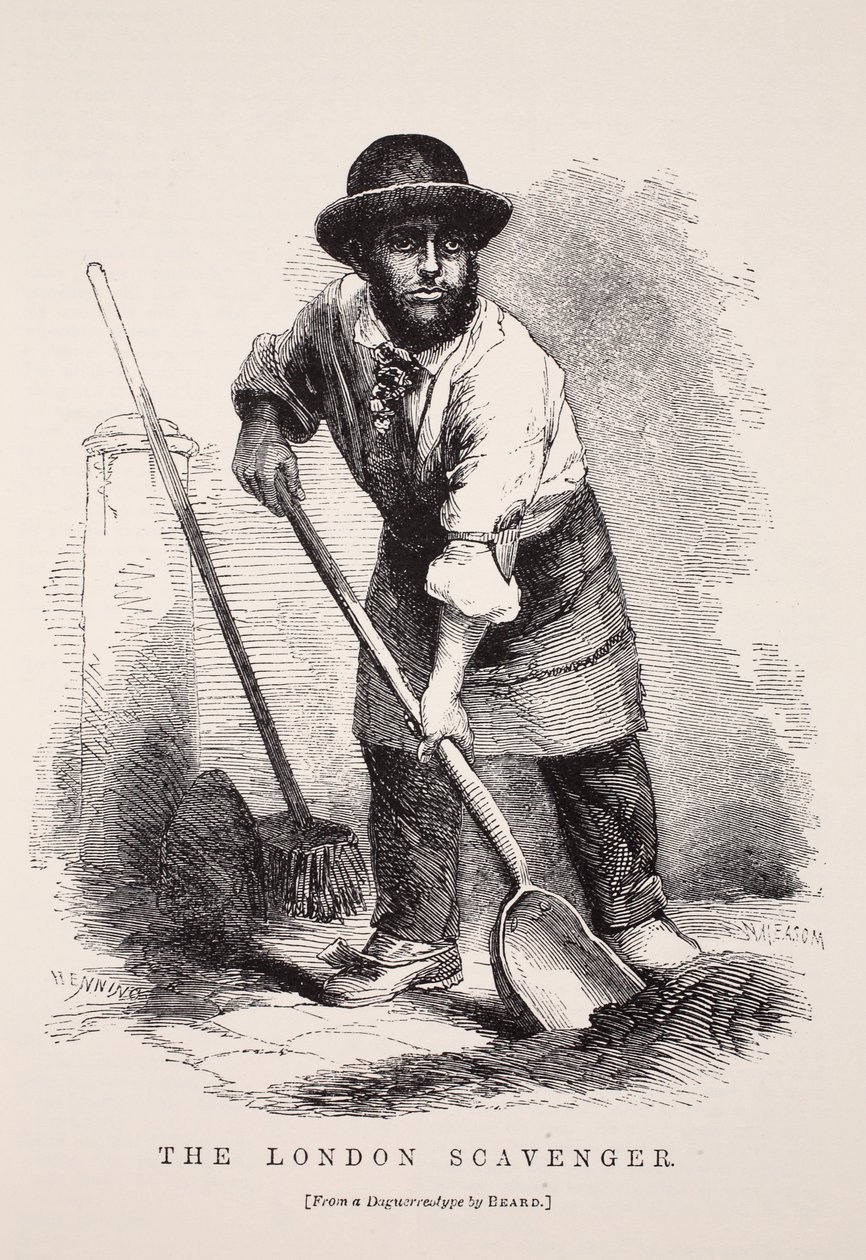 The London Scavenger, podle daguerrotypie Richarda Bearda, ilustrace z London Labor a London Poor od Henryho Mayhewa, hospoda. 1862 od English School