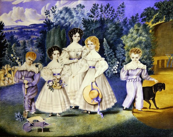 Děti rodiny Lovellů, kolem roku 1825 (akvarel na papíře) od English School