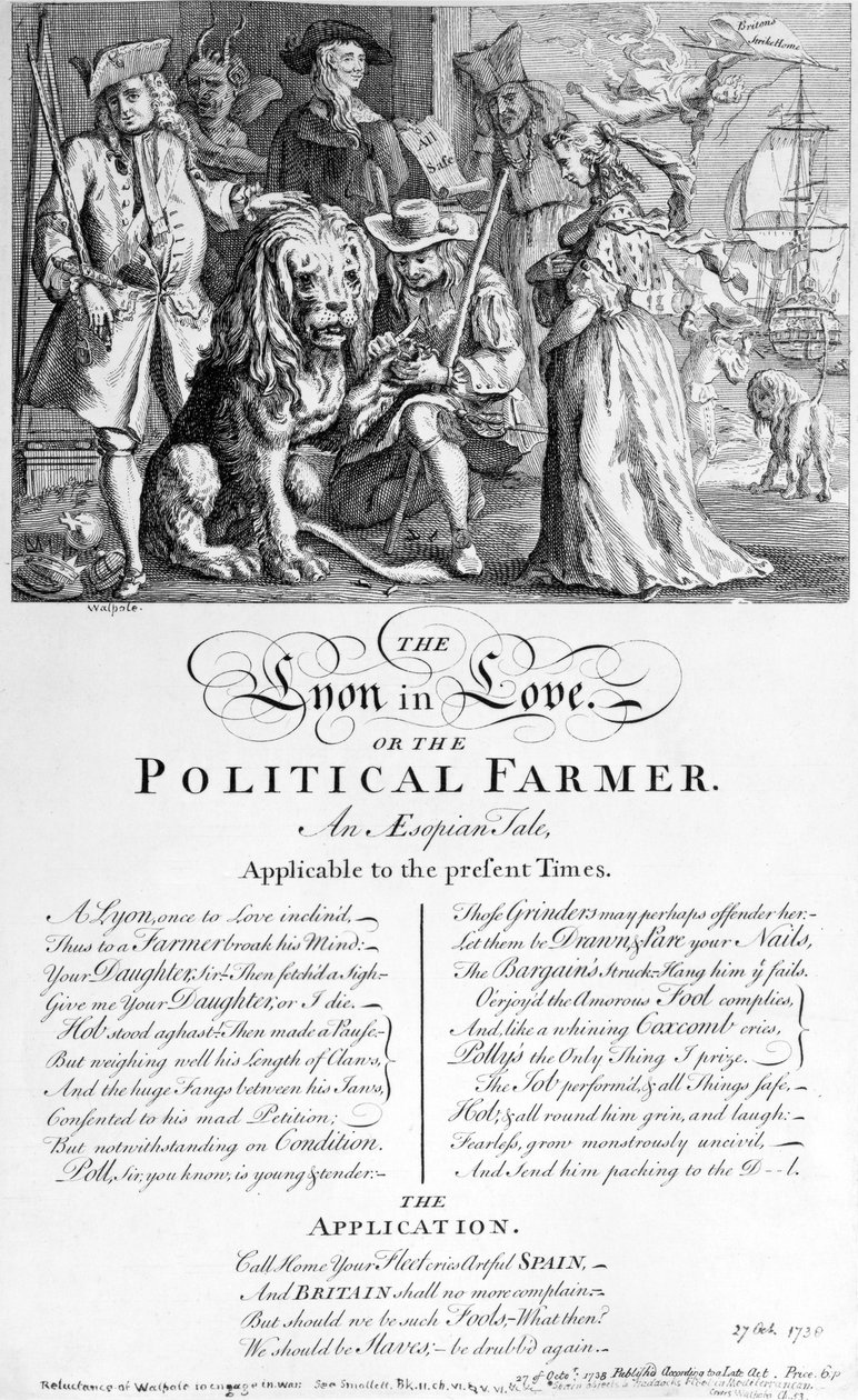 Zamilovaný Lyon aneb politický farmář, 1738 od English School