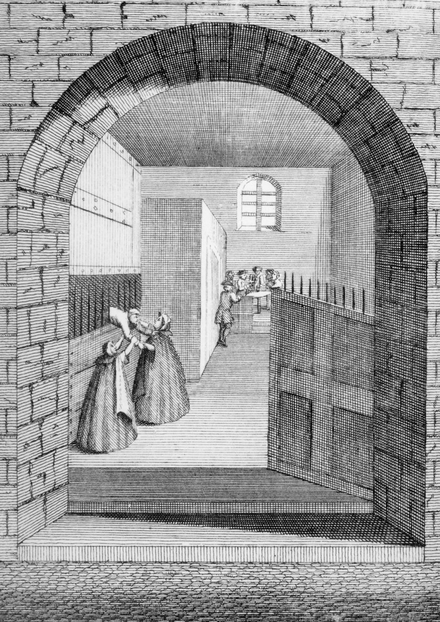 Způsob útěku Johna Shepherda z Odsouzené díry v Newgate, 1724 od English School