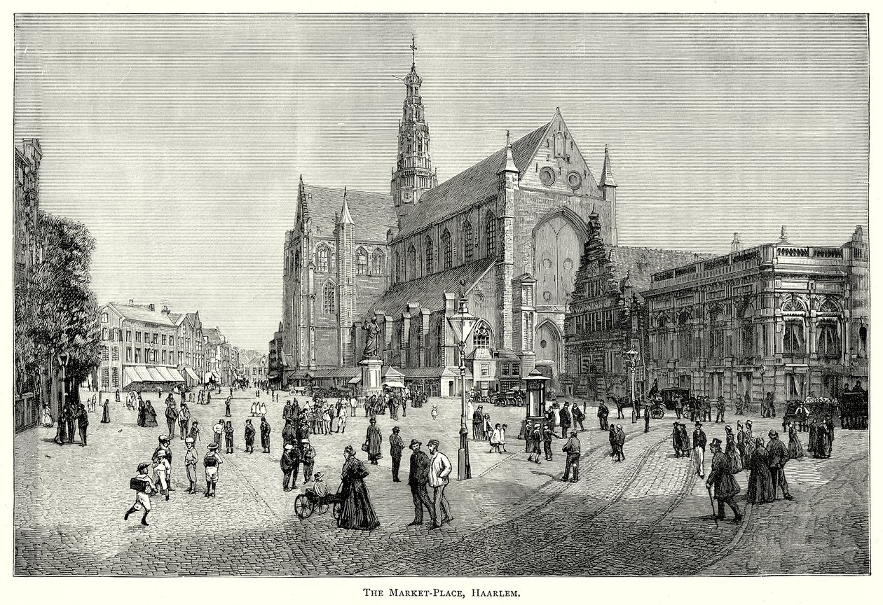 Tržiště, Haarlem (rytina) od English School