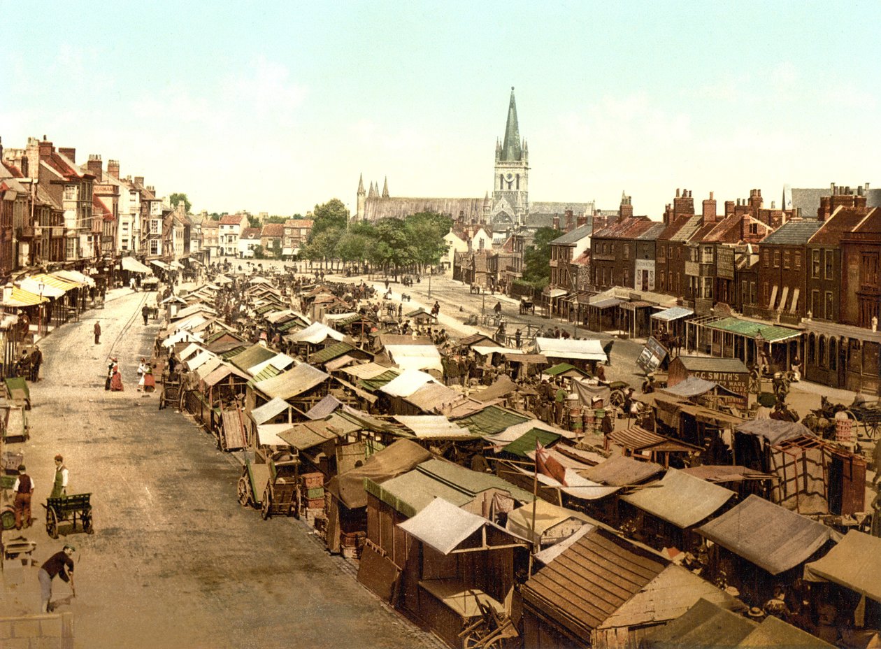 The Market, Yarmouth (ručně kolorovaná fotografie) od English School