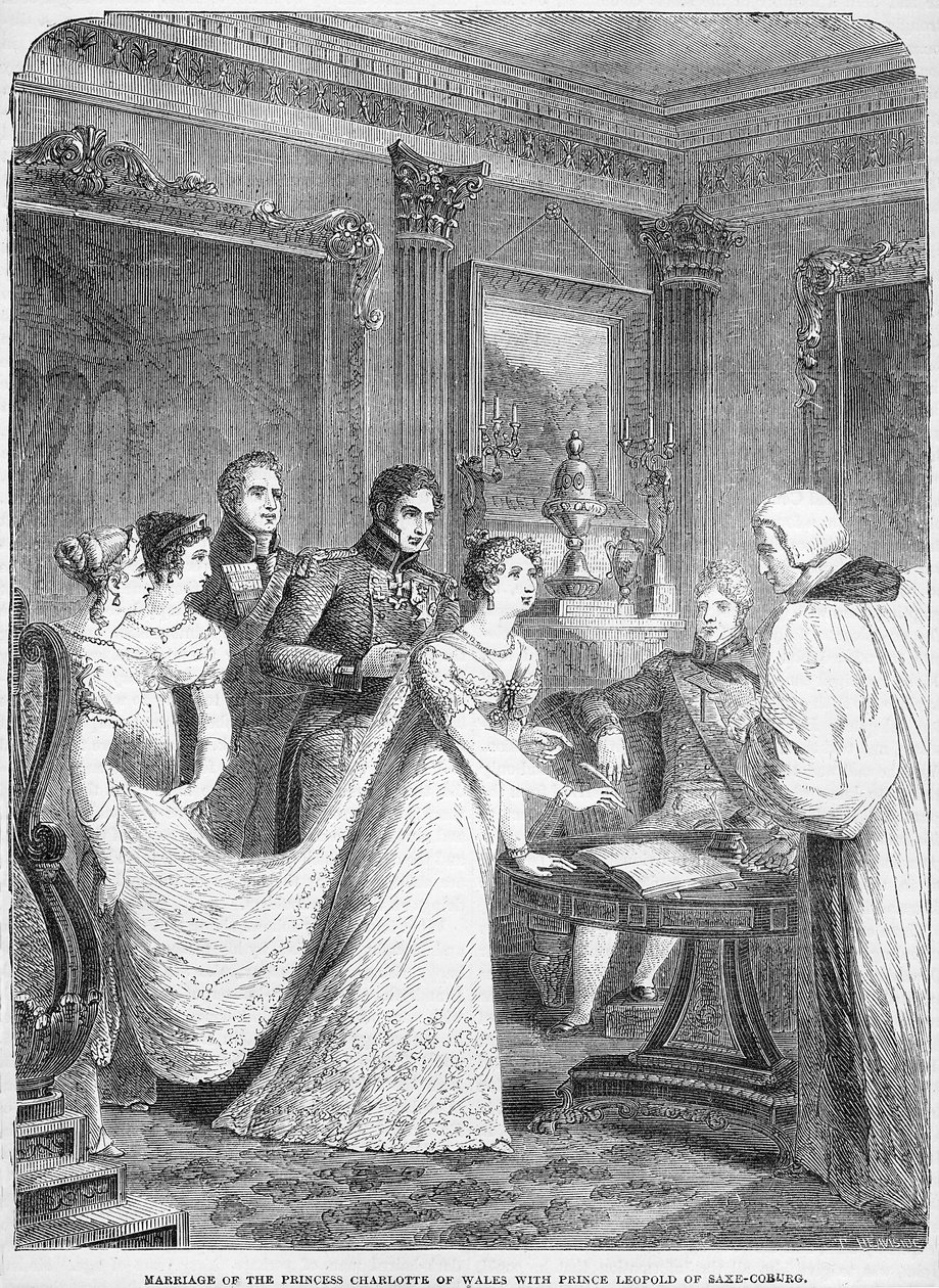 Sňatek princezny Charlotte z Walesu s princem Leopoldem Saxe-Coburg, 2. května 1816 od English School
