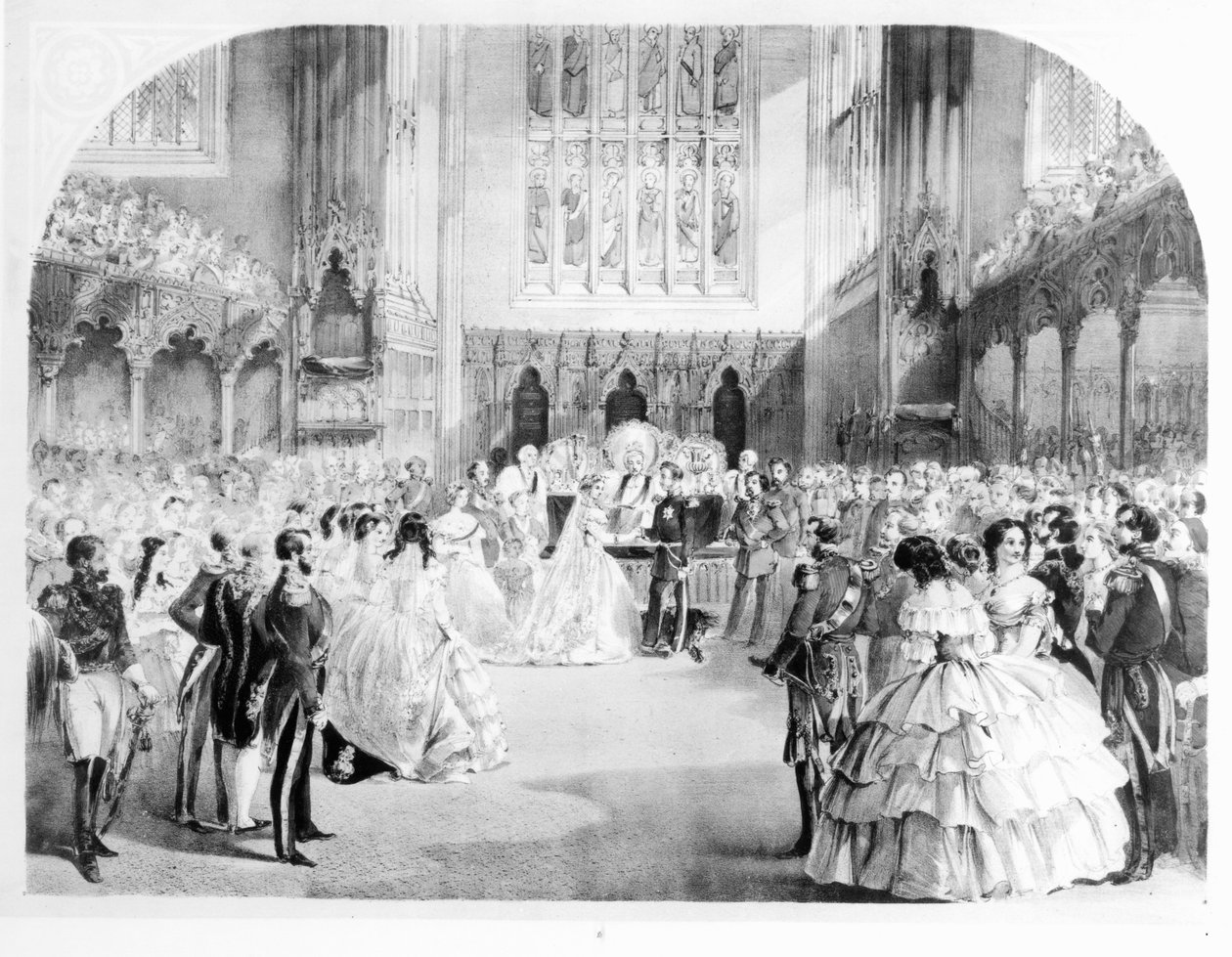 Svatba Viktorie, královské princezny (1840-1901) a korunního prince Fredericka Williama Pruského (1831-88) v Chapel Royal, St. James