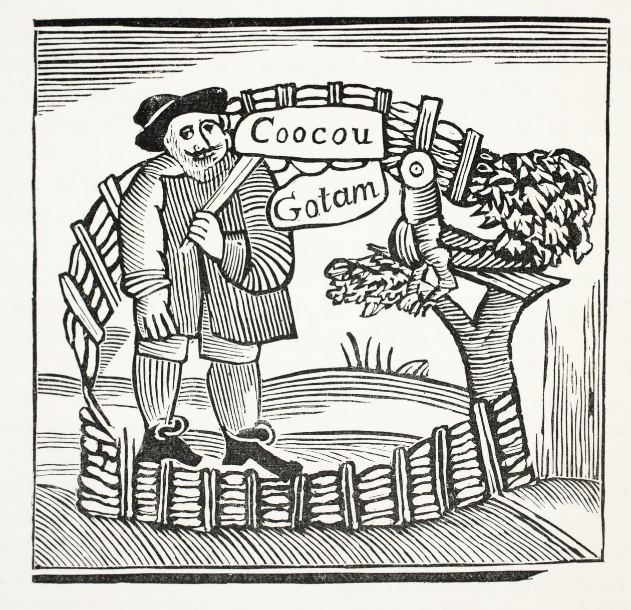 Veselé příběhy mudrců z Gothamu, ilustrace z Chap-books of the Eighteenth Century od Johna Ashtona, hospoda. 1882 od English School