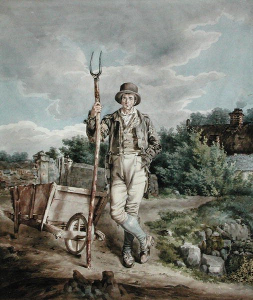 The Muck Spreader, cca 1830 (akvarel na papíře) od English School