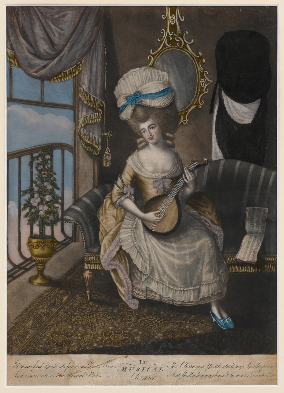 The Musical Charmer, 1780 (ručně kolorovaná mezzotinta) od English School
