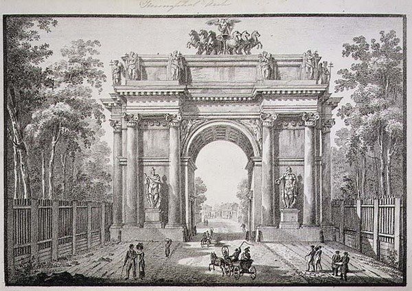 Brány Narvy, Petrohrad (litho) od English School