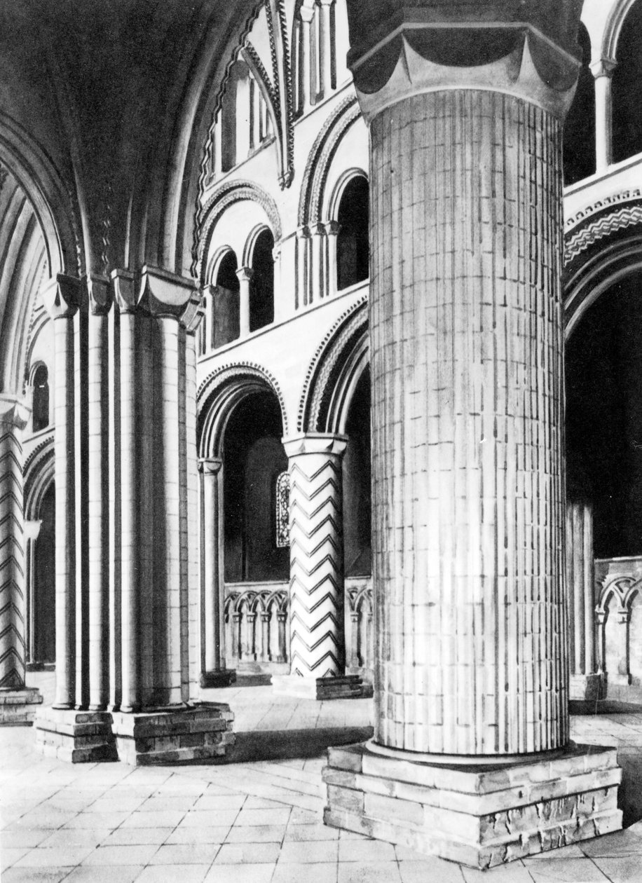 Nave of Durham Cathedral, 19. století od English School