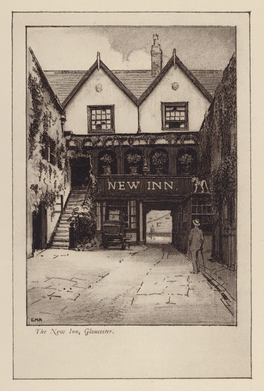 The New Inn, Gloucester (litografie) od English School