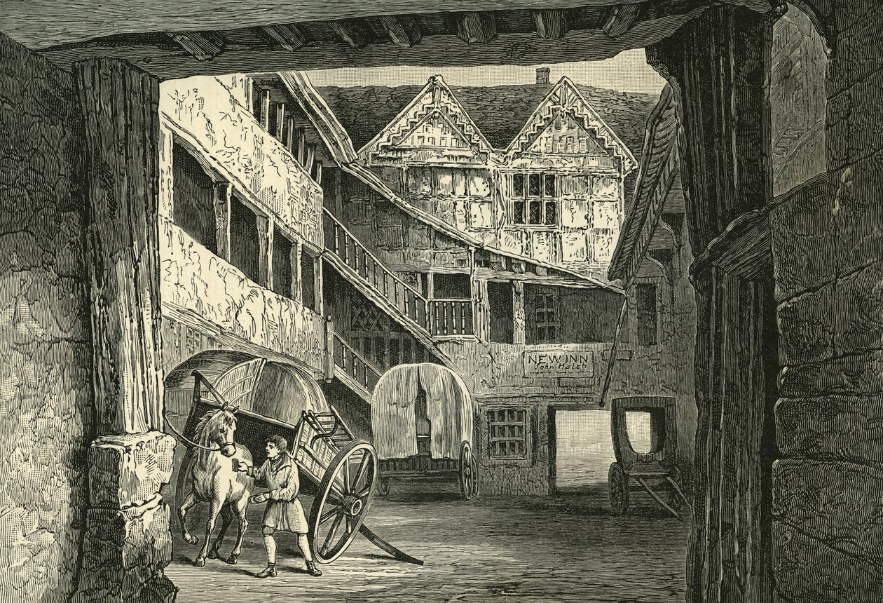 The New Inn, Gloucester, ilustrace k „Krátké historii anglického lidu (Vol II)“ od Johna Richarda Greena od English School