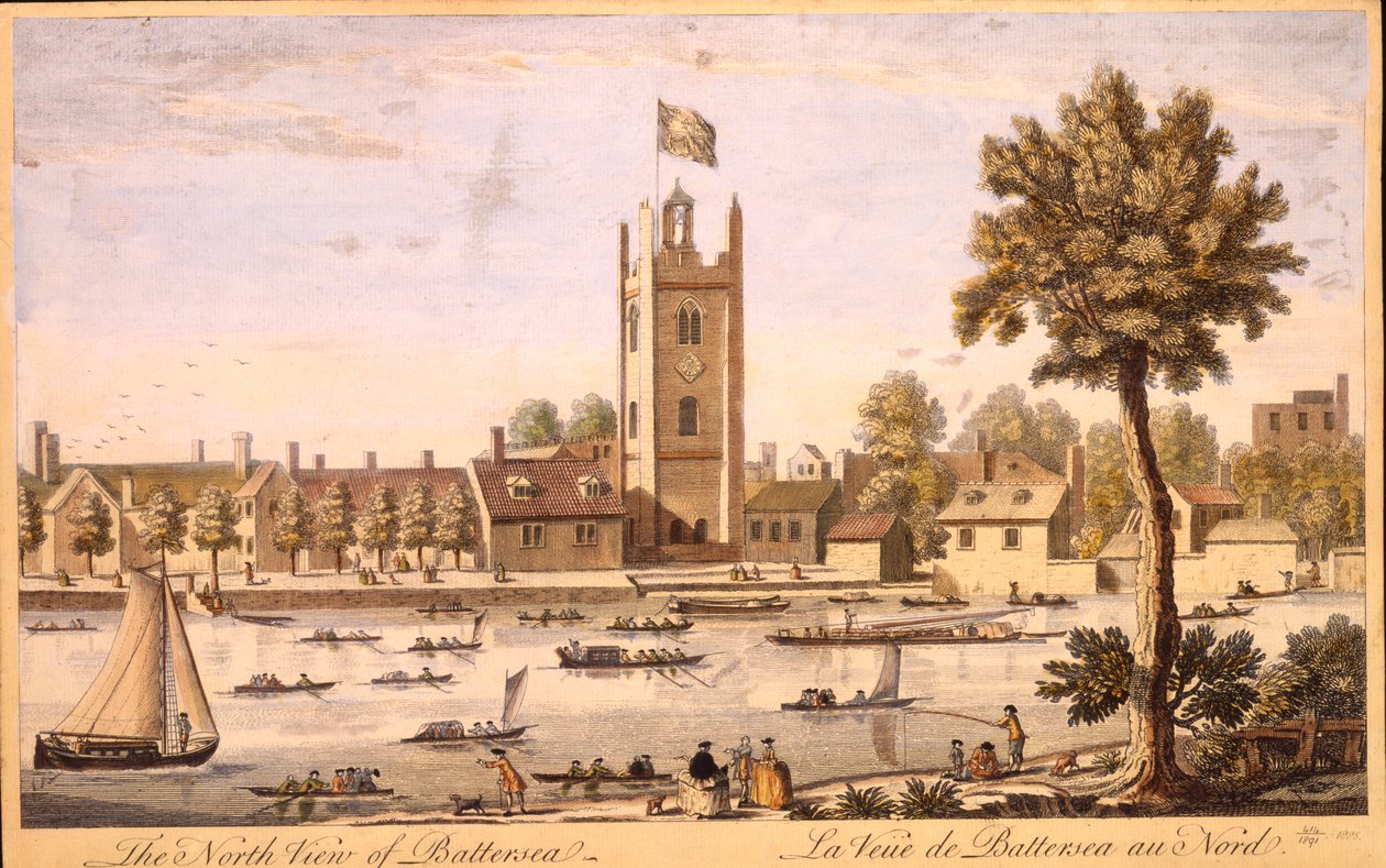 Severní pohled na Battersea kolem roku 1744 od English School