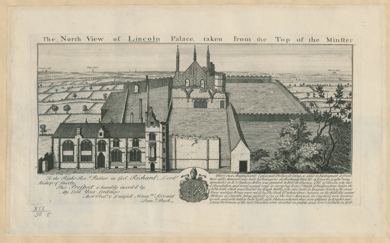 Severní pohled na Lincolnský palác z vrcholu Minsteru od English School