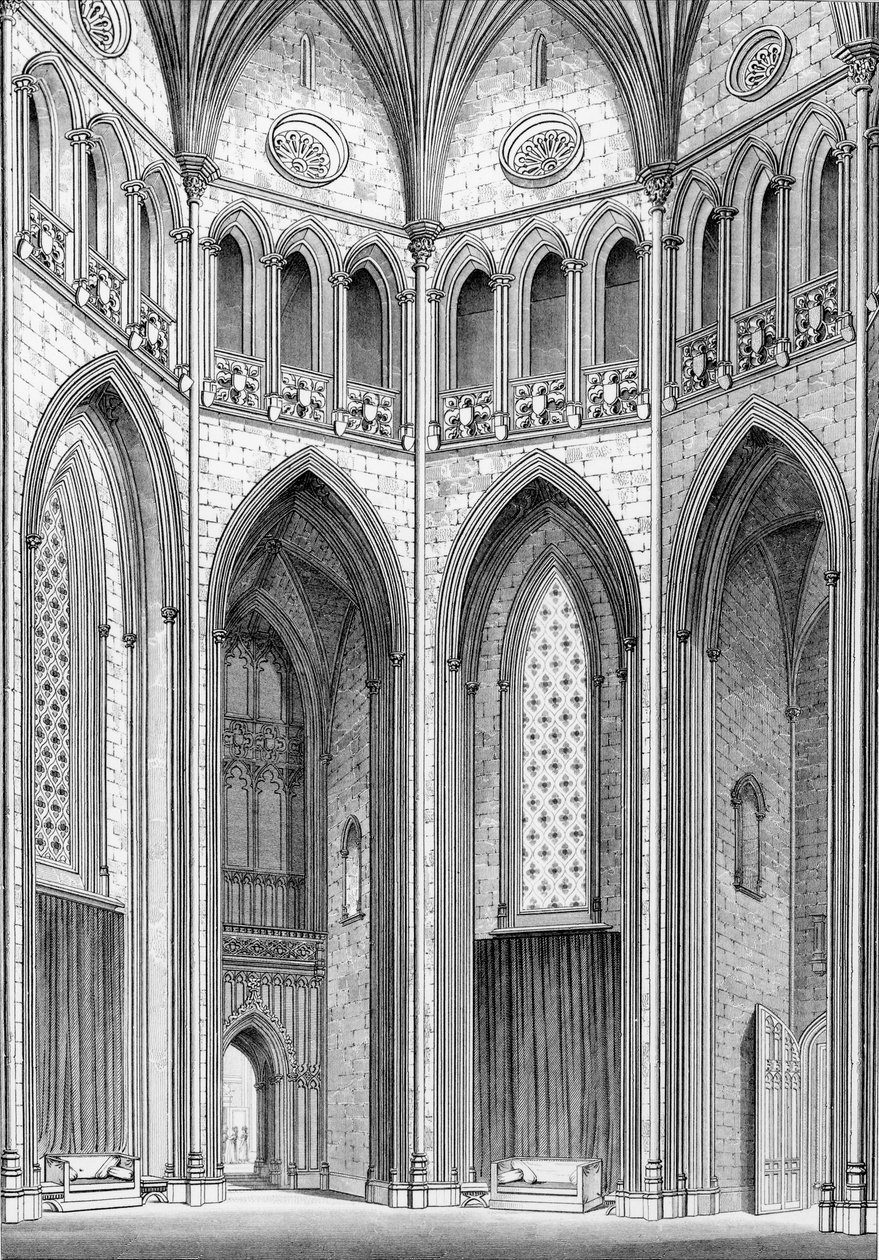 Octagon, z jihovýchodu, z grafických a literárních ilustrací Fonthill Abbey od Johna Brittona, 1823 od English School