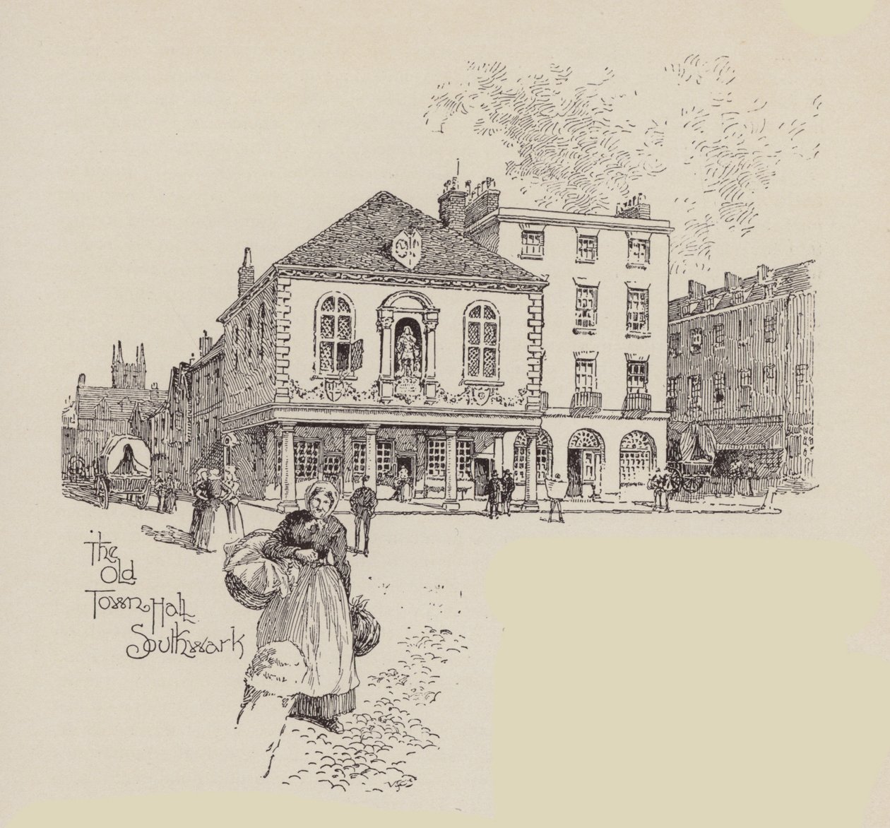 The Old Town Hall Southwark (litografie) od English School