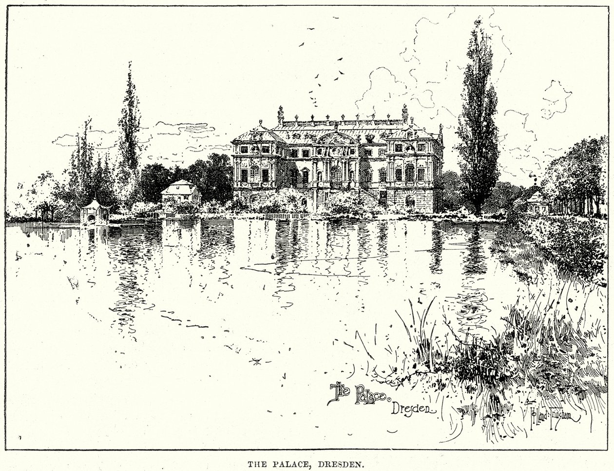 Palác, Drážďany (rytina) od English School