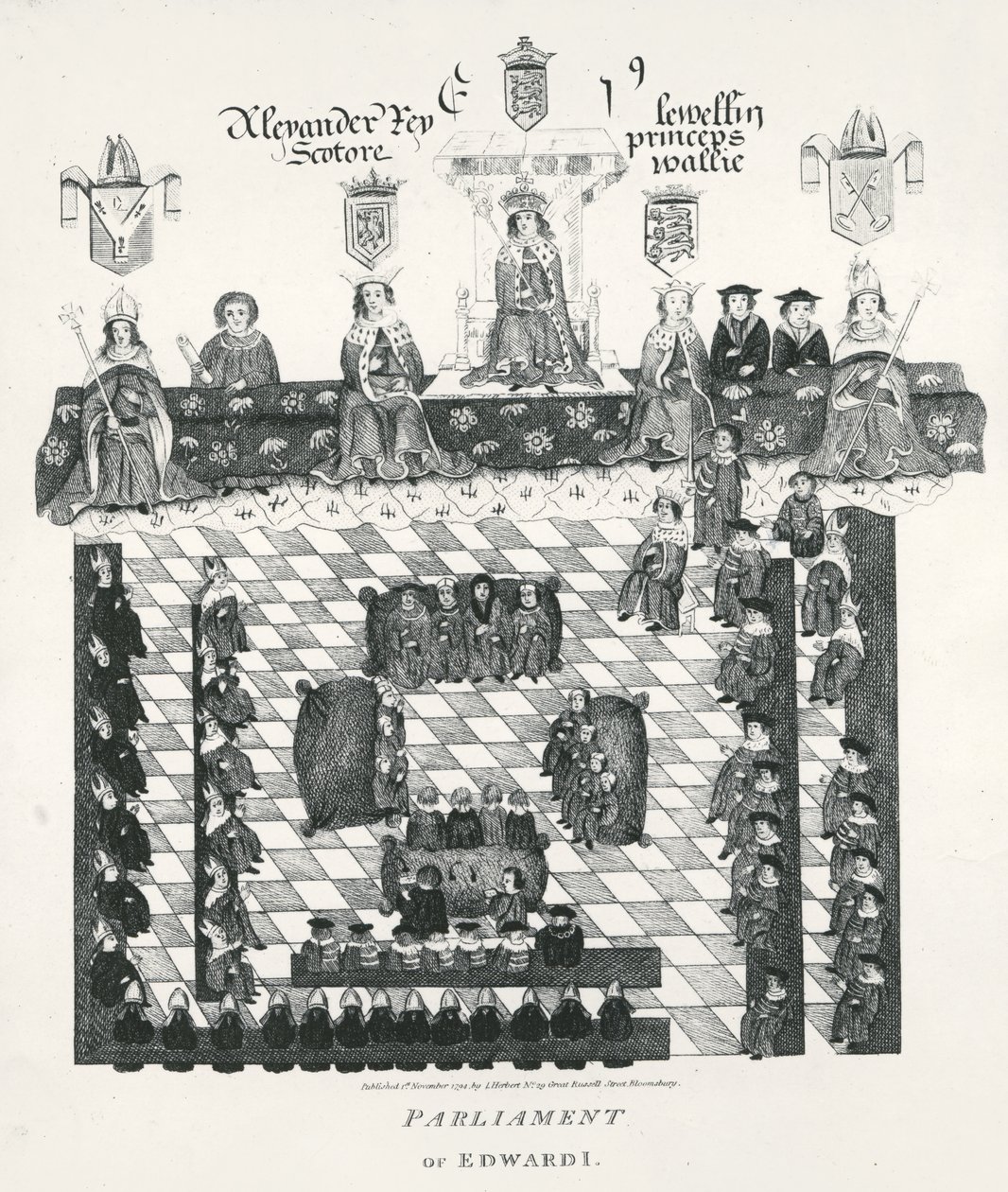 The Parliament of Edward I (1239-1307) copy from Wriothesley manusscript of c.1523, pub. v roce 1794 od English School